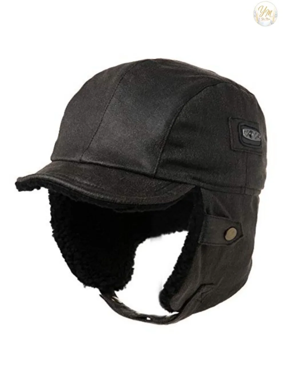 Faux Leather Trapper Hat Windproof Winter Earflap Hunting Ski Cap